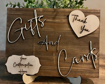Rustic Wood Wedding Gift Table Sign, Personalized Name Plate