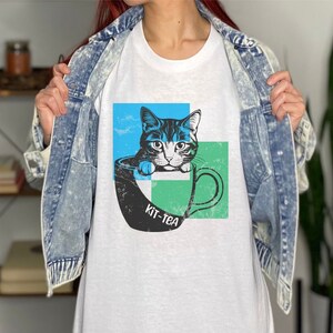 Funny Cat Shirt, Cute Kitty Shirt, T-Shirt for Cat Lovers, Gift for Tea Lovers, Tea Shirt Cat Tshirt, Cat Graphic Tee, Funny Gift Ideas