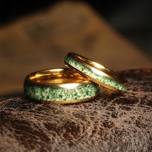 Matching rings Moss Agate Ring Set, Moss Agate Couples Ring Set, His and Hers Moss Agate Rings, Engagement Ring Set Wedding Bands Gift