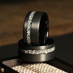 10 mm Wolfram Meteorit Ring, Ehering, schwarzer Wolframring, schwarzer Ehering, Wolframring, Geschenk für ihn