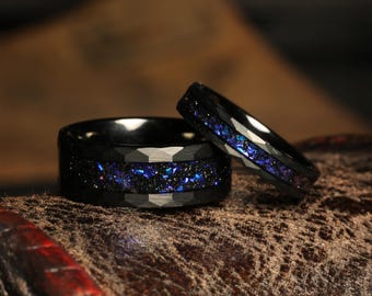 The Constellation -Personalized gift Matching Rings Galaxy Couple Rings Orion Nebula Promise Rings for Women and Men Black Engagement Ring