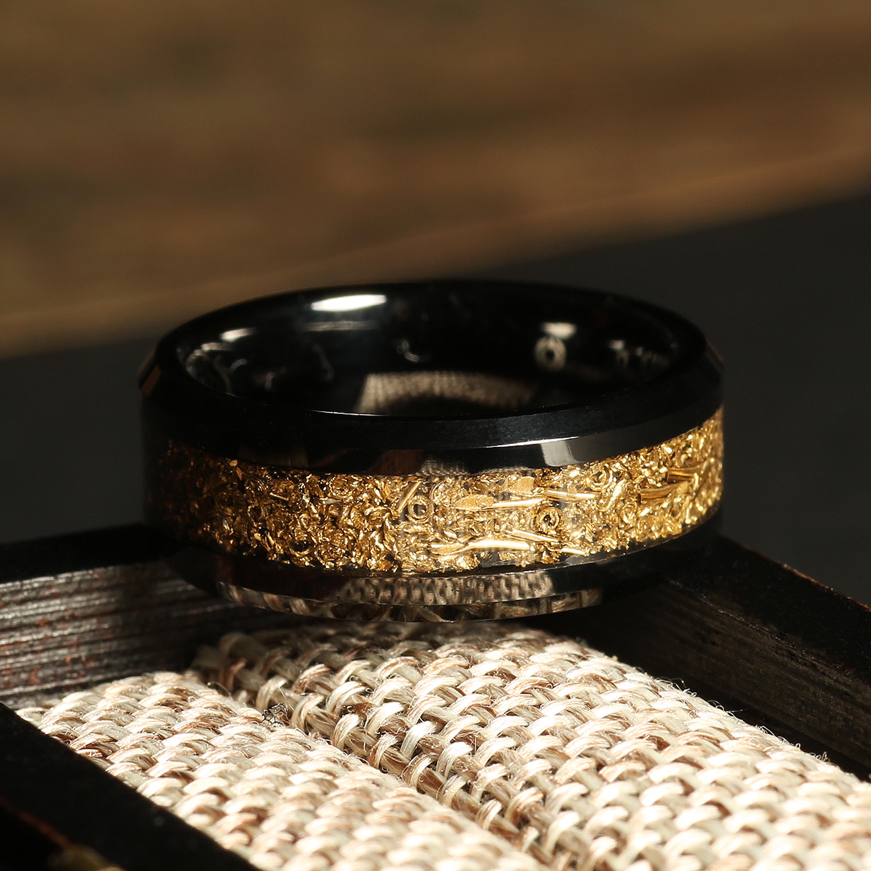 8mm Reclaimed Bullet Shell Wedding Ring – Gunmetal Mens Wedding Band ...