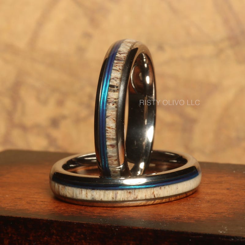 Antler Wedding Band Etsy