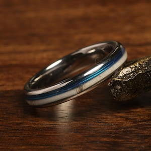 Gift for her ANTLER FISHING, Deer Antler fishing line Wedding Band Real Deer Antler Engagement Ring 4mm  gift for her, Women&#39;s Wedding Ring