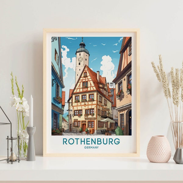 Rothenburg Travel Print Wandkunst Rothenburg Wandbehang Wohnkultur Rothenburg Geschenk Kunstliebhaber Deutschland Kunstliebhaber Geschenk Rothenburg Poster Art