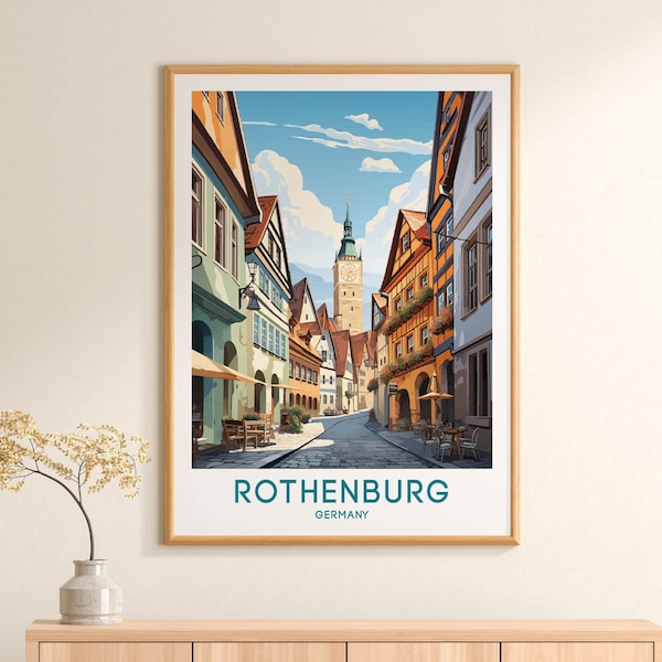 Rothenburg Travel Print Wandkunst Rothenburg Wandbehang Wohndekor Rothenburg Geschenk Kunstliebhaber Deutschland Kunstliebhaber Geschenk Rothenburg Wanddeko