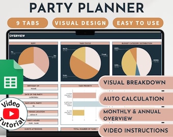 Birthday Party Planner Spreadsheet Event Planner Party Organizer Checklist Party Planning Template Party Budget Overview Party To Do List