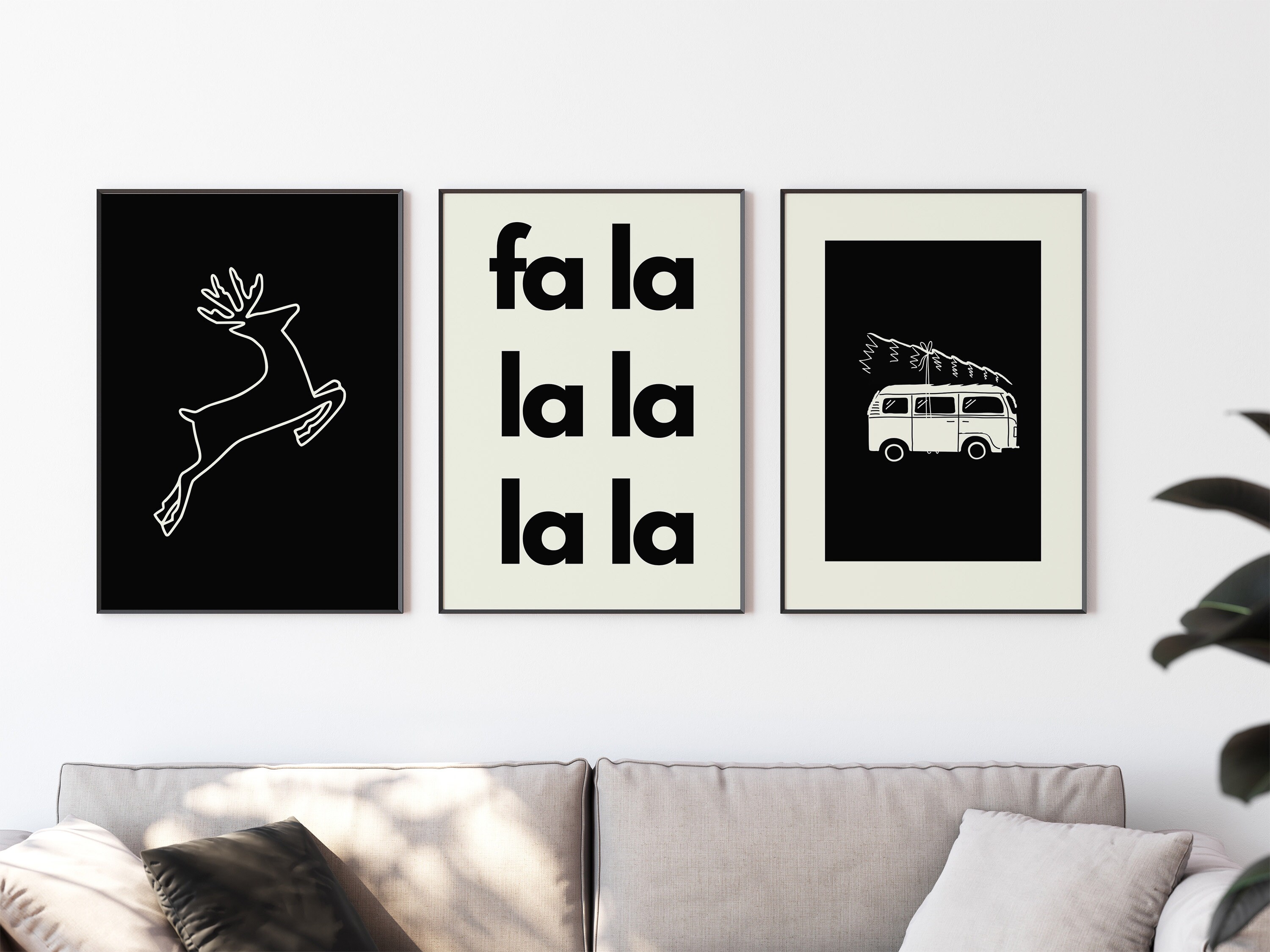 Christmas Printable Black and White Christmas Wall Art Xmas Monochrome