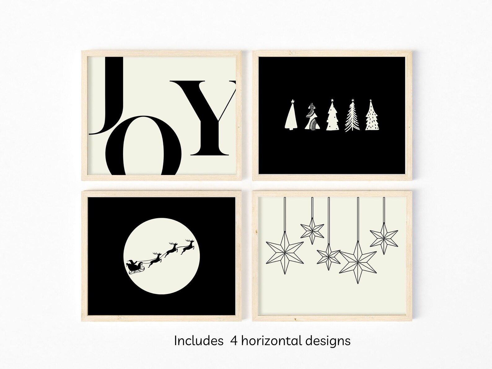 Christmas Printable Black and White Christmas Wall Art X-mas Monochrome ...