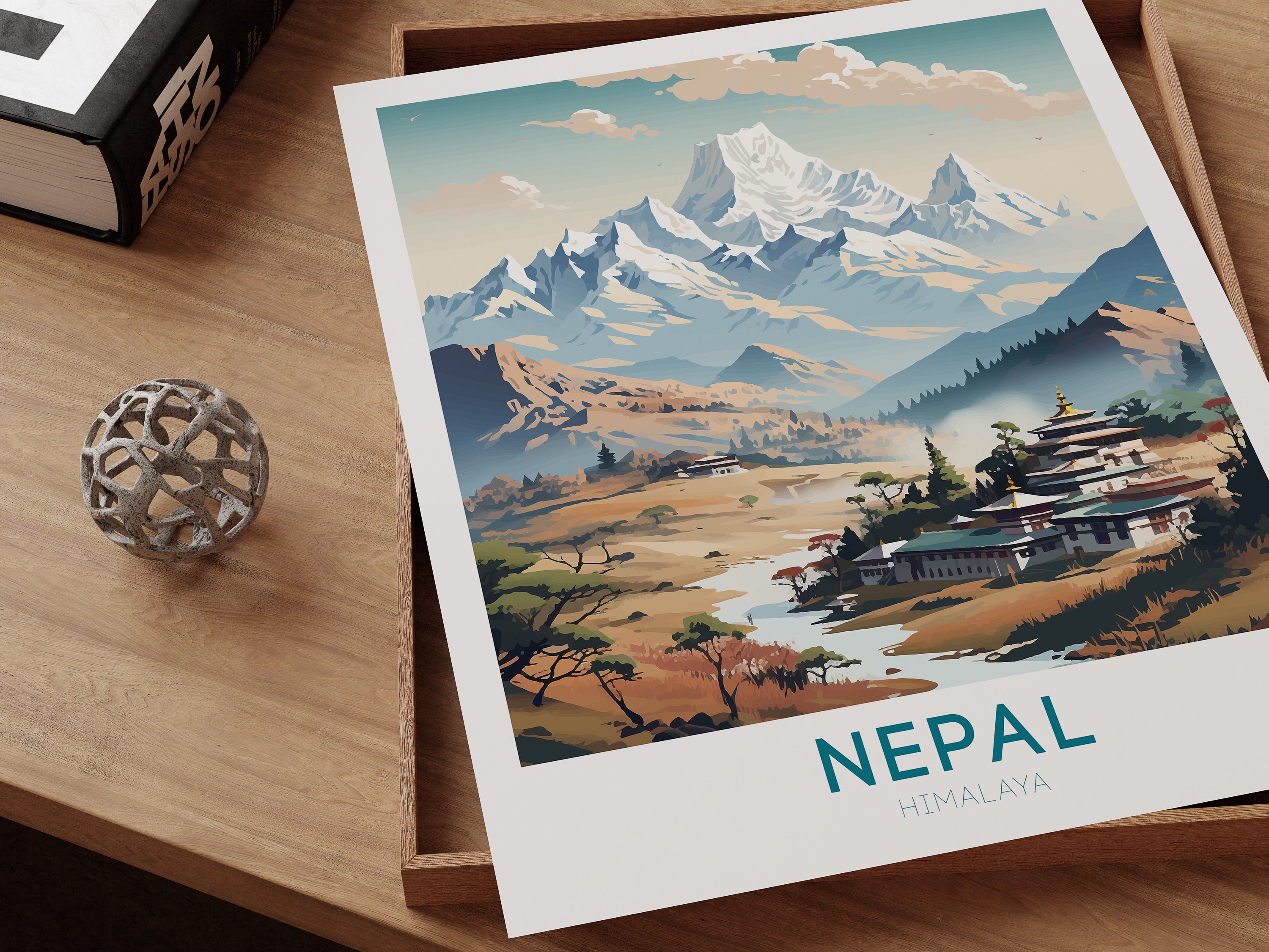Nepal Travel Poster Nepal Wall Art Everest Home Décor Himalaya Etsy