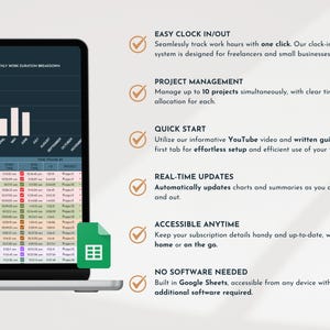 Hour Log Freelance Time Management Spreadsheet Weekly Client Hour Tracker Work Hours Log Productivity Recorder Clock In Clock Out System