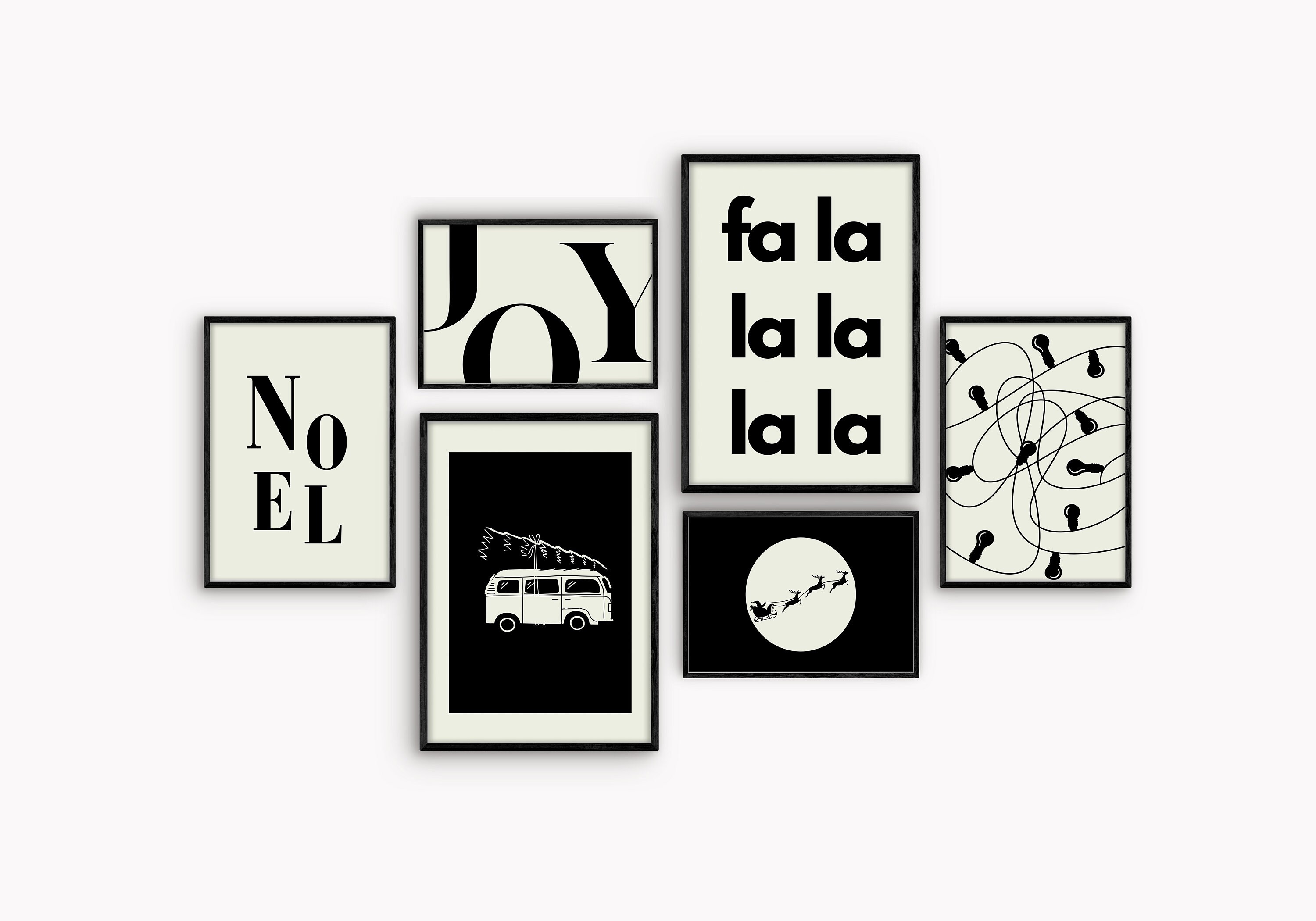 Christmas Printable Black and White Christmas Wall Art Xmas Monochrome