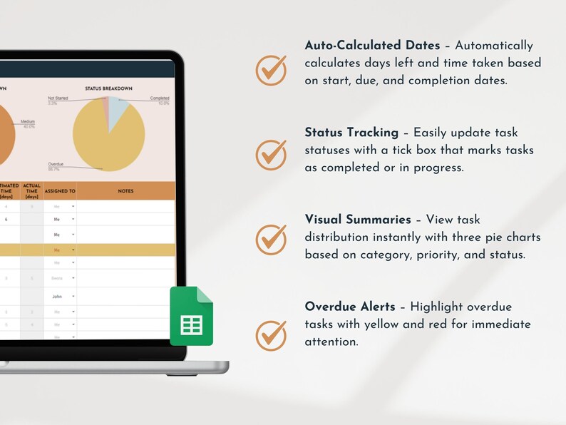To do List Spreadsheet Task Tracker Productivity Organizer Task Management Brain Dump Checklist ADHD Calendar Daily Planner To Do Template