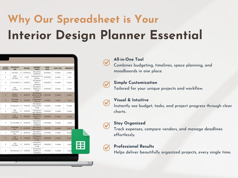 Interior Design Planner Home Renovation Spreadsheet House Project Tracker Home Building Budget Renovation Schedule Remodel Expense Checklist