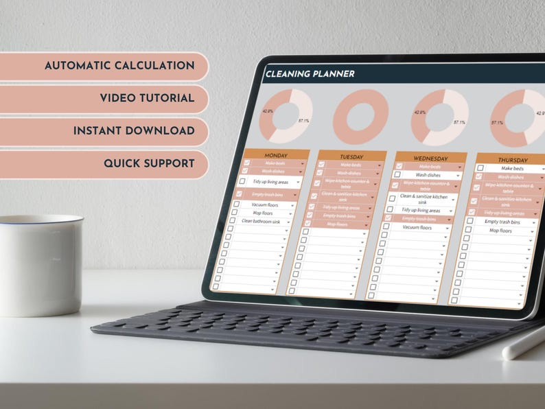 Cleaning Checklist Cleaning Planner Chores Spreadsheet House Chore List Easy Cleaning Template Daily Home Organization ADHD Cleaning Tracker