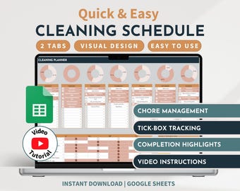 Cleaning Schedule ADHD Planner Cleaning Planner Cleaning Spreadsheet Home Organization Checklist Cleaning Tracker Declutter Spreadsheet ADHD