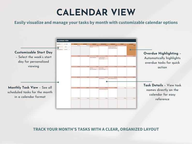 To do List Spreadsheet Task Tracker Productivity Organizer Task Management Brain Dump Checklist ADHD Calendar Daily Planner To Do Template