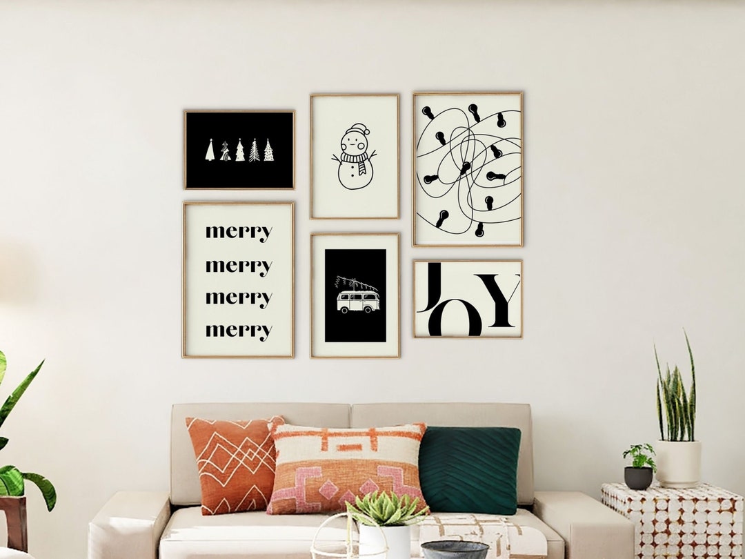 Christmas Printable Black and White Christmas Wall Art Xmas Monochrome