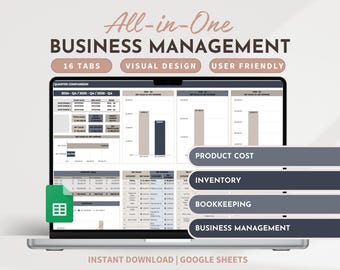 Small Business Management Business Bookkeeping Spreadsheet Product Pricing Inventory Tracker Income Expense Tracker Handmade Order Business