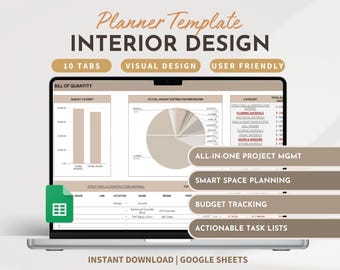 Interior Design Planner Home Renovation Spreadsheet House Project Tracker Home Building Budget Renovation Schedule Remodel Expense Checklist