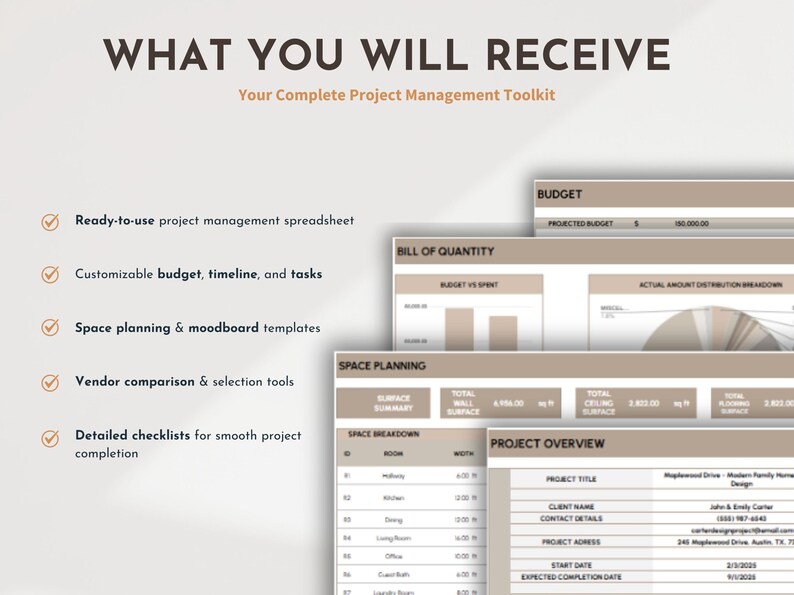 Interior Design Planner Home Renovation Spreadsheet House Project Tracker Home Building Budget Renovation Schedule Remodel Expense Checklist