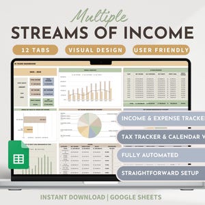 Multiple Streams of Income Tracking Side Hustle Income Expense Small Business Planner Side Hustle Bookkeeping Multiple Sources of Income Log