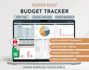 Budget Planner Simple Budget Tracker Spreadsheet Monthly Budget Template Income and Expense Tracker Financial Calendar Debt Tracker Budget