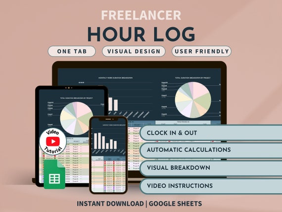 Hour Log Freelance Time Management Spreadsheet Weekly Client Hour Tracker Work Hours Log Productivity Recorder Clock In Clock Out System