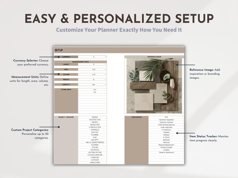 Interior Design Planner Home Renovation Spreadsheet House Project Tracker Home Building Budget Renovation Schedule Remodel Expense Checklist
