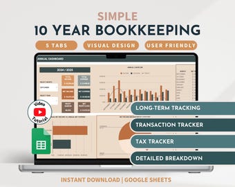 Easy Bookkeeping Small Business Bookkeeping Template Accounting Tracker Income and Expenses Log Profit and Loss Business Tracker Sales Tax