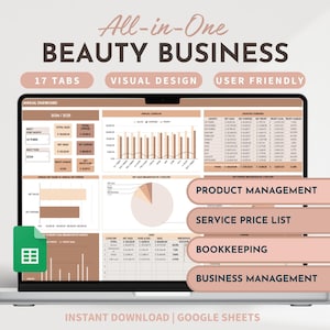 Beauty Business Bookkeeping Service Cost Calculator Hair Salon Business Template Nail Tech Bookkeeping Income Expense Tracker Spreadsheet