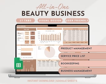 Beauty Business Bookkeeping Service Cost Calculator Hair Salon Business Template Nail Tech Bookkeeping Income Expense Tracker Spreadsheet
