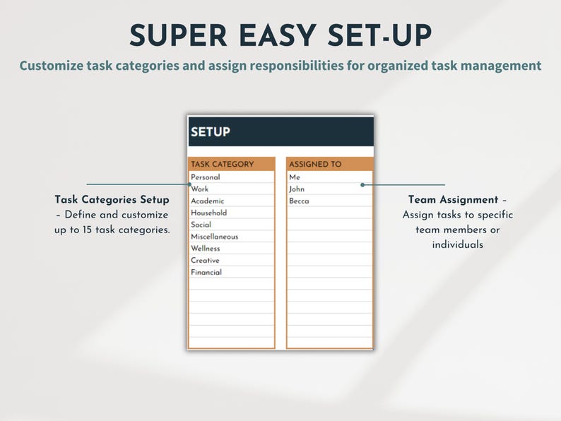To do List Spreadsheet Task Tracker Productivity Organizer Task Management Brain Dump Checklist ADHD Calendar Daily Planner To Do Template