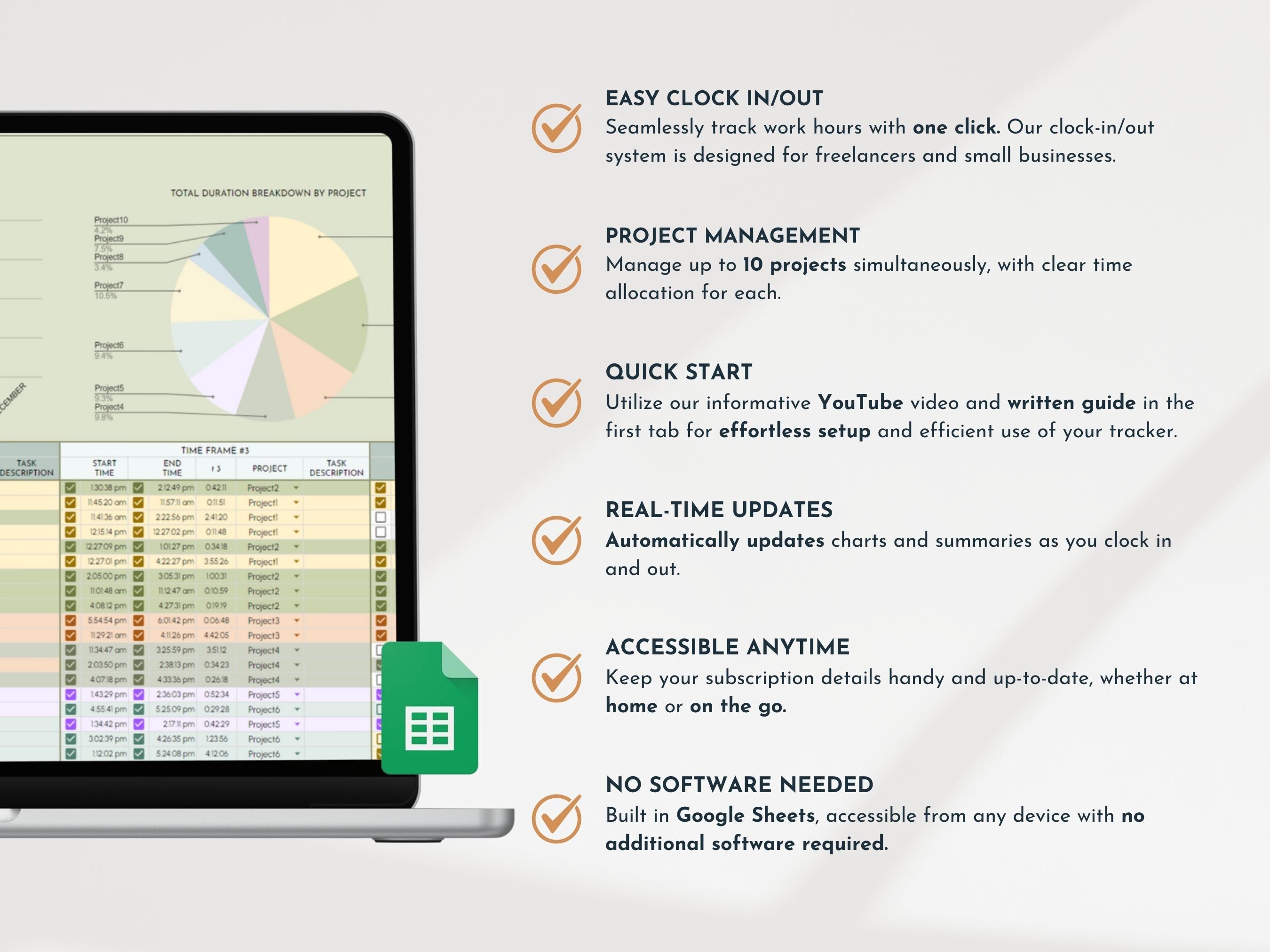Timesheet Tracker Features Hours Tracker Screentime Productivity Tracker Time Log Billable Racker ...