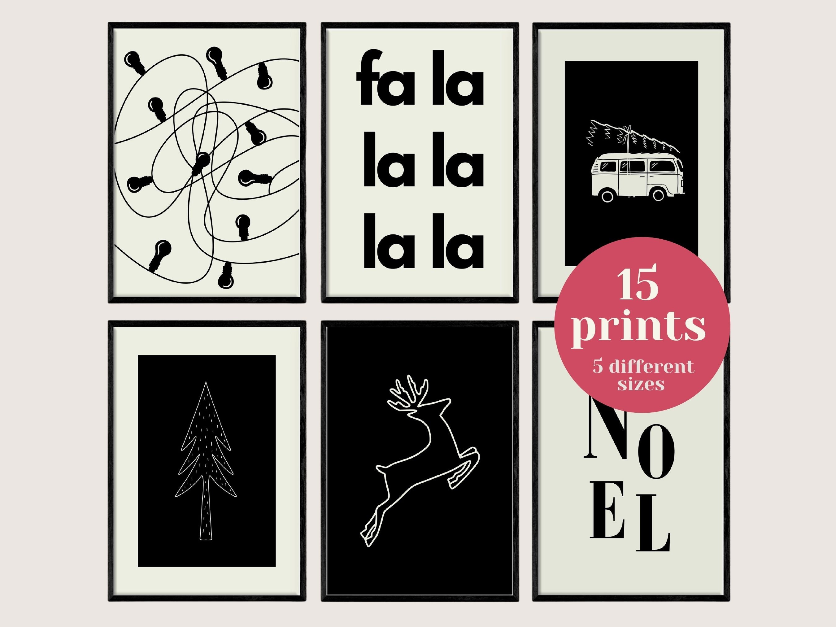 Christmas Printable Black and White Christmas Wall Art X-mas Monochrome ...