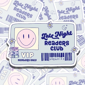 Late Night Readers Club Sticker, Reading Vinyl Sticker, Smutty Waterproof eReader, Kindle, Cute Sticker, Gift for Bookworm, Bookish Gift