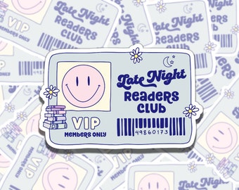 Late Night Readers Club Sticker, Reading Vinyl Sticker, Smutty Waterproof eReader, Kindle, Cute Sticker, Gift for Bookworm, Bookish Gift