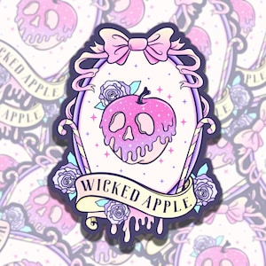Wicked Apple Cute Poison Witch Spooky Colorful Waterproof Vinyl Sticker, Gift for Friend, Funny Sticker for Kindle Laptop Water Bottle Journ