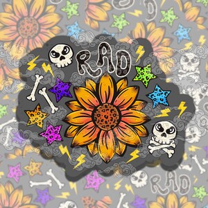 Rad Punk Flowers Cute Colorful Cottagecore Waterproof Vinyl Sticker, Gift for Friend, Funny Sticker for Kindle Laptop Water Bottle Journal