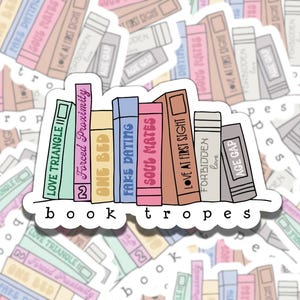 Book Tropes Sticker, Cute Smutty Bookish Vinyl Sticker, Gift for Friend, Funny Sticker for Kindle Laptop Water Bottle Journal