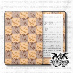 Beige Marble Checkered Decal Insert Skin, Aesthetic Cute Vinyl Wrap for Kindle Kobo iPad Boox Fire, Gift for Book Lover, BookTok Accessories