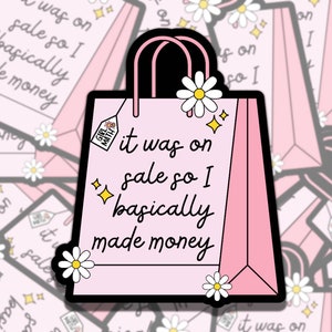It Was on Sale Cute Pink Girl Math Bag Waterproof Vinyl Sticker, Gift for Girl Friend, Funny Sticker for Kindle Laptop Water Bottle Journal