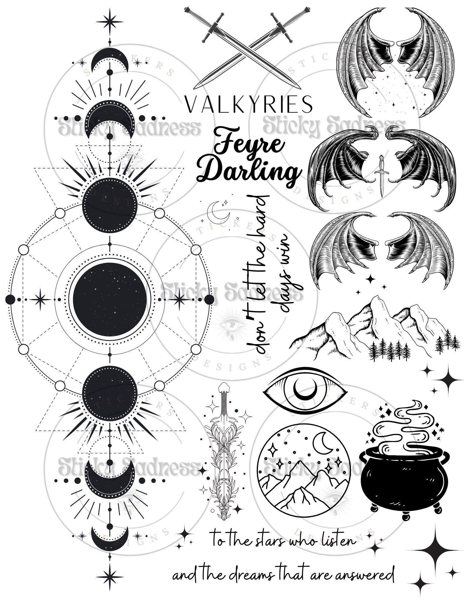 PDF ONLY, ACOTAR Temporary Tattoos, Sjm, Acotar, Gift for Book Lover