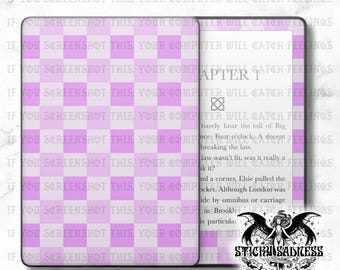 Bubblegum Checkered Decal Insert Skin, Aesthetic Cute Vinyl Wrap for Kindle Kobo iPad Boox Fire, Gift for Book Lover, BookTok Accessories