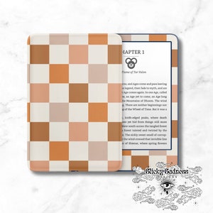 Beige Aesthetic Checkered Decal Insert Skin, Cute Vinyl Wrap for Kindle Kobo iPad Boox Fire, Gift for Book Lover, BookTok Accessories