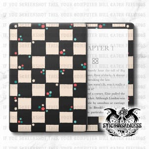 Black Dot Checkered Decal Insert Skin, Aesthetic Cute Vinyl Wrap for Kindle Kobo iPad Boox Fire, Gift for Book Lover, BookTok Accessories