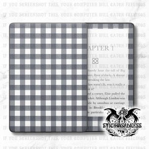Dark Gingham Checker Decal Insert Skin, Aesthetic Cute Vinyl Wrap for Kindle Kobo iPad Boox Fire, Gift for Book Lover, BookTok Accessories