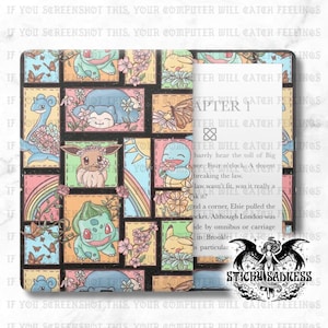 Monster Patches Cute eReader Decal Insert Skin, Cute Vinyl Wrap for Kindle Kobo iPad Boox Fire, Gift for Book Lover, BookTok Accessories