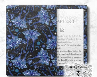 Charcoal Snowflake Moth Winter Decal Insert Skin, Cute Vinyl Wrap for Kindle Kobo iPad Boox Fire, Gift for Book Lover, BookTok Accessories