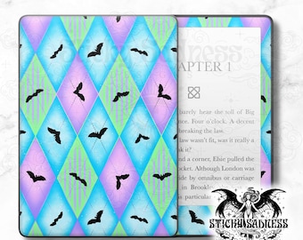 Pastel Bat Argyle Whimsigoth Decal Insert Skin, Cute Vinyl Wrap for Kindle Kobo iPad Boox Fire, Gift for Book Lover, BookTok Accessories